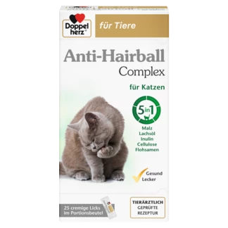 Abbildung der Produktverpackung Doppelherz für Tiere Anti-Hairball Complex für Katzen Frontansicht